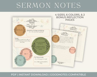 Bible Sermon Notes Dots Printable | Worship Service Notes | Study Template | Topic Study | Christian Study Aid | Bible Study Companion