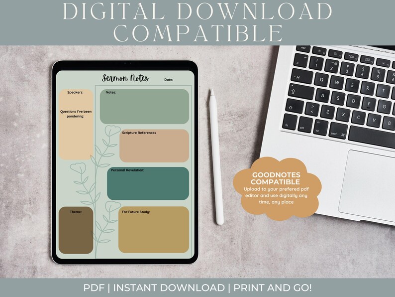 Bible Sermon Notes Printable | Worship Study Template (digital Download ...