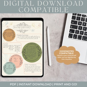 Digital Download, GoodNotes Compatible, PDF, writable pdf compatible, printable, instant download, verse mapping, notes pages, life application, cross references, bible study tools, bible study journal, scripture study guide, bible journaling.