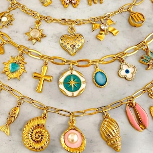 Build Your Own Custom Charm Necklaces for Women #2,Vintage Chunky Necklace,Gold Charm Necklaces,Pick Your Charms,Personalized Birthday Gift
