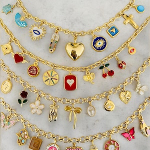 Build Your Own Custom Charm Necklace for Women,Pick Your Charms,Gold Vintage Chunky Necklaces,Charm Jewelry,Personalized Birthday Gift