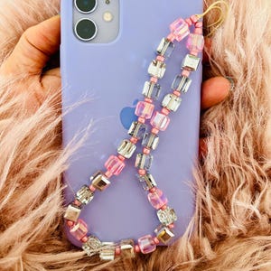 Charm de cristal para teléfono / Charm personalizado / Cadena para teléfono / Correa para teléfono de muñeca / Correa para teléfono estética Y2K / Charm de cristal / Regalo para el Día de la Madre