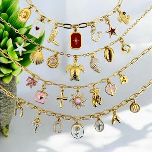 Build Your Own Custom Charm Necklace/Bracelet Pick Your Charms, Customizable Charm Vintage Style Chunky Necklace Multi Charm Necklace DIY