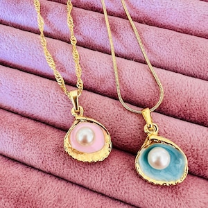 The Mermaid Necklace -Oyster Shell Pearl Necklace-Blue Oyster Shell, Gift for Her, Gift for Mom
