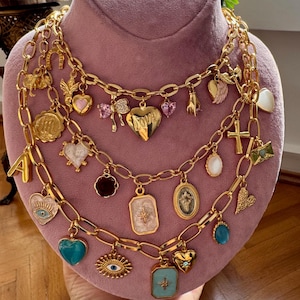 Build Your Own Custom Charm Necklaces for Women,Pick Your Charms,Vintage Chunky Necklace,Gold Charm Necklace,Personalized Birthday Gifts