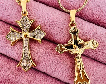 Cross Necklace Gold Religious Cross Charm Unisex Women Pendant Men Necklace Pray Christian Faith Pendant  Everyday Jewelry Cross Jewelry