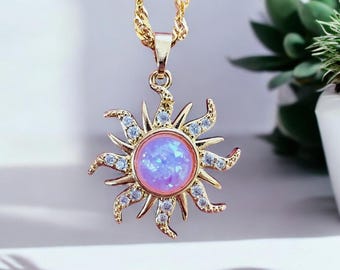 Sun Necklace-Princess Necklace-Sun Necklace-Birthday Gift for Her-Necklace for Mom-Bridesmaids Gift-Sun Necklace-Sun Pendant