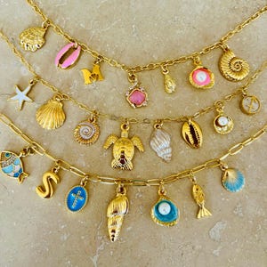 Build Your Own Custom Charm Necklaces for Women, Beach Jewelry , Summer Necklace, Vintage Chunky Necklace,Gold Charm Necklace, Gifts for Her