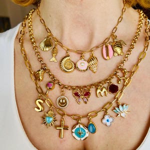 Build Your Own Custom Charm Necklaces for Women,Pick Your Charms,Vintage Chunky Necklace,Gold Charm Necklace,Personalized Birthday Gifts
