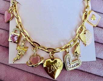 Build Your Own Custom Charm Bracelets for Women,Pick Your Charms,Chunky Charm Bracelet,Personalized Birthday Gift,Gold Vintage,Gift For Her