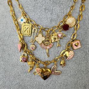 Custom Gold Charm Necklace for Women,Vintage Chunky Charm Necklace,Pick Your Charms,Summer Necklace,Personalized Gift,Gift for Her,Mom Gift
