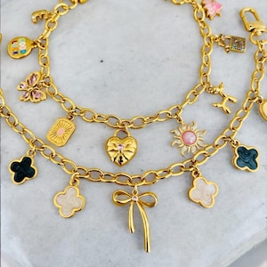 Custom Bag Charm,Gold Purse Chain with Multi Charm,Build Your Own Bag Keychain,Purse Accessory,Bag Charm Chain Accessory for Womens,Gifts