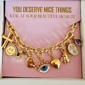 Build Your Own Custom Charm Bracelets for Women, Design Your Own Jewelry, Custom Bracelet, Birthday Bracelet, Gifts For Her, Gold Vintage