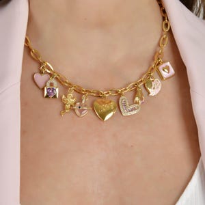 Build Your Own Custom Charm Necklaces for Women,Pick Your Charms,Vintage Chunky Necklace,Gold Charm Necklace,Personalized Birthday Gifts