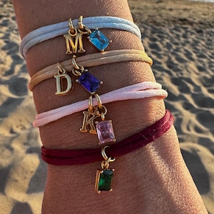Initial Bracelet,Birthstone Bracelet, Personalized Gift for Her,Initial Letter Charm Bracelet,Beaded Bracelet,Birthstone Charm for Bracelet