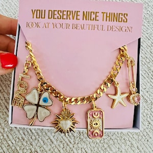 Build Your Own Custom Charm Necklaces for Women,Pick Your Charms,Vintage Chunky Necklace,Gold Charm Necklace,Bridesmaid gifts, Gift for her