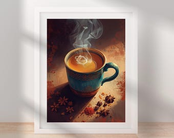 Indian Chai Art Print, Desi Kitchen Poster (Digital Download)