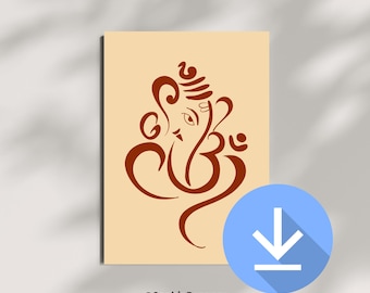 Ganesha Line Art Print | Minimalist Hindu Decor (Digital Download)