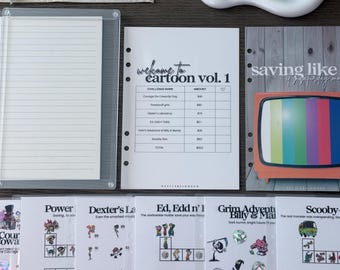 Bundel met cartoonbesparingen | A5-enveloppen met geldvulling (geïnspireerd op de jaren 90)