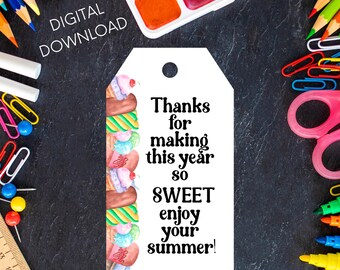 Lehrer Geschenkanhänger | Süße Sommer Wertschätzung (Digital Download)