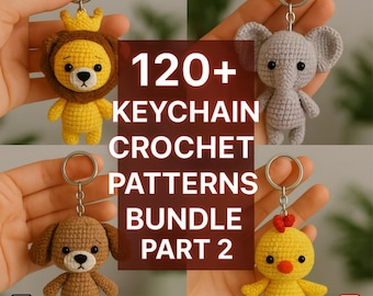Amigurumi Keychain Crochet Pattern Bundle: 120+ Plushie Designs (Easy No Sew PDF)