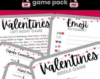 Valentinstag Spiele - Spielset - Kombinationsspiel - Rätsel - Links Rechts Spiel - Klassenspiele - Gesellschaftsspiele - Für Kinder - Printable - PDF