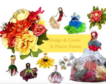 Flower Fairy Doll Craft Kit w/ Instructional Guide - makes 12 fairies!