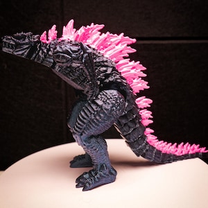 Articulated Godzilla Figure: Atomic Pink Spikes, Poseable Kaiju Toy
