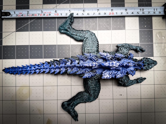 Articulated Godzilla Figure: Black With Blue Spikes, Kaiju