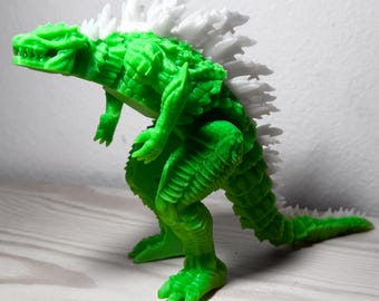 Fully Articulated Godzilla Glow In The Dark Figure 11 Inches! | Poseable Moving Handmade Kaiju Toy Flexible Limbs | Gift for Monster Fans