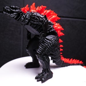 Articulated Godzilla Figure: Black with Red Spikes, Poseable Kaiju Toy
