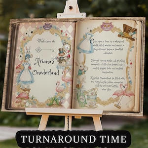 Alice in Onderland Welcome Sign, Onederland Birthday, Whimsical Tea Party, Customized Once Upon a Time Storybook, Backdrop Digital Download