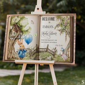 Personalized Peter Rabbit Welcome Sign - Bunny Baby Shower Welcome Sign- Storybook Baby Shower Decoration - Entrance Door - Digital Download