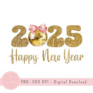 Gelukkig nieuwjaar 2025 png, discobal nieuwjaar png, social club coquette sublimatie, trending discobal, roze strik nieuwjaarssublimatie