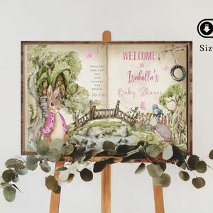 Personalized Peter Rabbit Welcome Sign - Bunny Baby Shower Welcome Sign- Storybook Baby Shower Decoration - Entrance Door - Digital Download