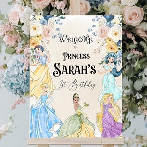 Personalized Princess Birthday Welcome Sign | Storybook Birthday | Door Entrance Party Décor | Princess Birthday Welcome Sign | Digital