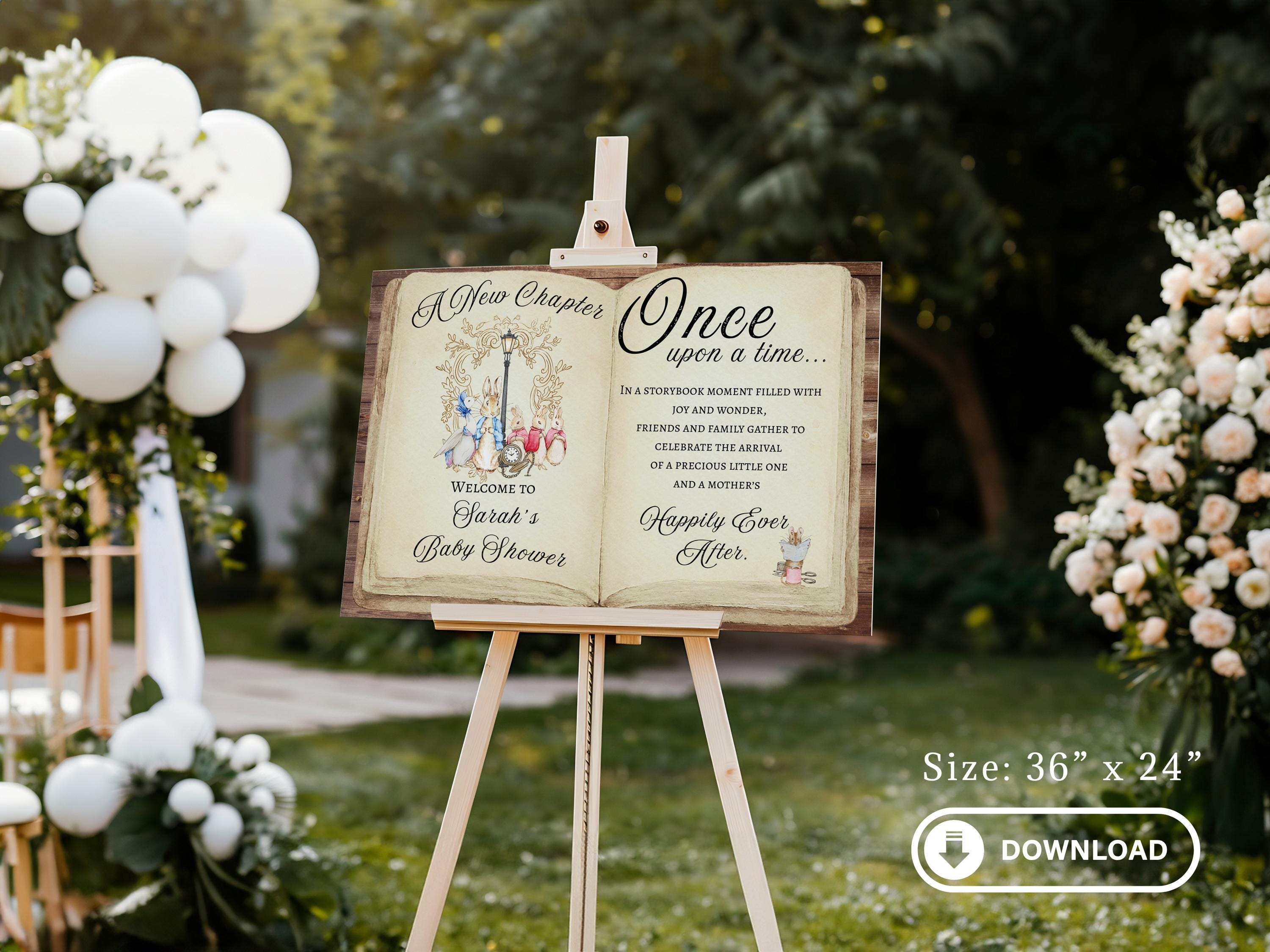 A New Chapter Storybook Baby Shower Welcome Sign, Once Upon a Time ...
