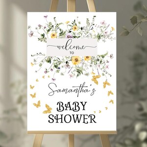 Wildflower Baby Shower Welcome Sign, Baby in Bloom Boho Floral Poster, Garden Flower Welcome Sign, Custom Entrance Door, Digital Download