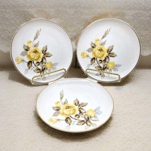 Vintage Sango Cotillion Yellow Rose Brot- und Butterteller 6 &quot;/ 22 KT Goldzierleiste // Sehr guter Zustand // PICK QTY
