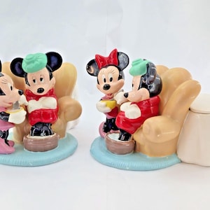 Vintage Mickey & Minnie Mouse Ceramic Planter / Holder - Get Well Gift - 2 Available
