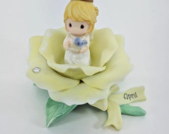 Vintage Precious Moments April Figurine // Expressive Blossoms // Enesco // Matte Porcelain