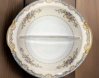 Vintage Noritake Naomi Divided Round Porcelain 10&quot; Serving Bowl #674