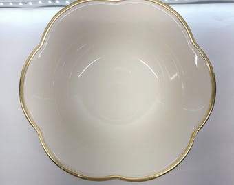 Vintage ESTE CE Ceramiche Servierschüssel 10.5&quot; // Elfenbeinfarbe // Goldrand // Ausgebogener Rand // Italy