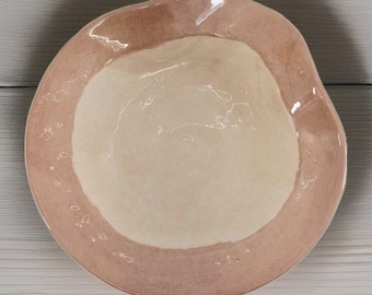 Vintage Studio Art Pottery Handmade Bowl // Pink & Cream // Artisinal Ceramic Dish