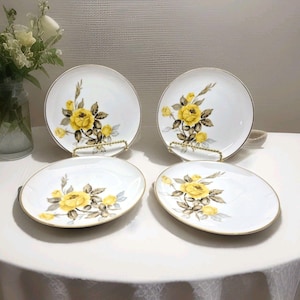 Vintage Sango Cotillion Yellow Rose Brot- und Butterteller 6 &quot;/ 22 KT Goldzierleiste // Sehr guter Zustand // PICK QTY