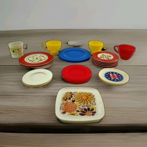 Lote de platos de plástico vintage para jugar: Fisher-Price, Chilton y Anchor - Cocina Retro