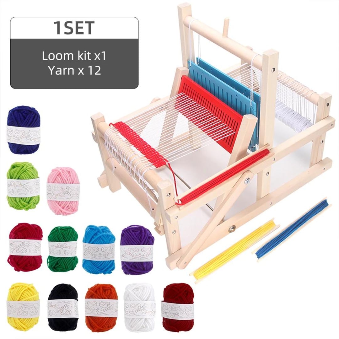 KIPEKE Weaving Loom With Stand, Wooden Multi-Craft Weaving Loom Arts & Crafts, Extra-Large Frame Tapestry Looms, DIY Hand-Knitted Weaving Machine For