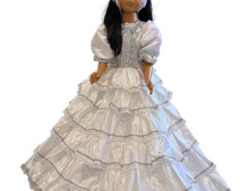 One-of-a-kind 27-inch doll, dressed in white, inspired by Obatala.