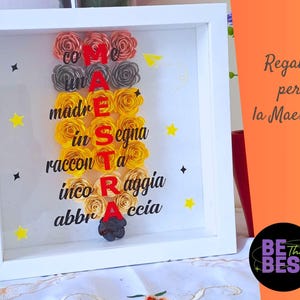 Marco personalizado con flores para maestro, Regalo para maestro, Gracias maestro, Caja de sombra para maestro, Regalo para maestro al final del año escolar.