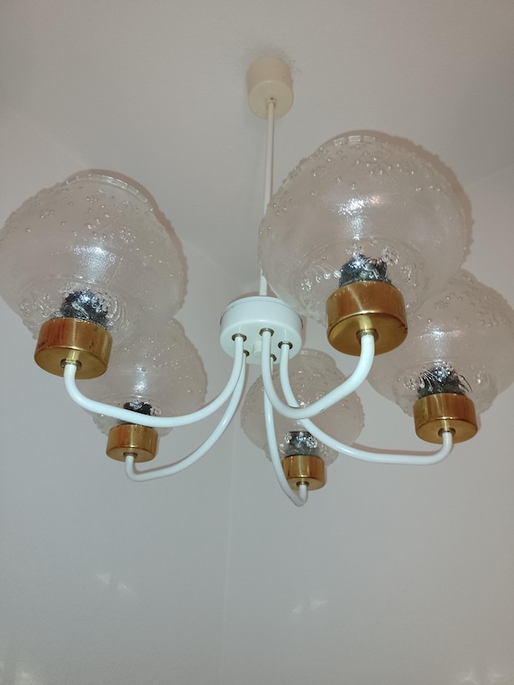 Vintage glass pendant lamp Czechoslovakia